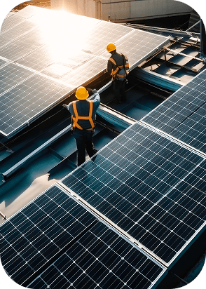 Technicians working on rooftop solar
