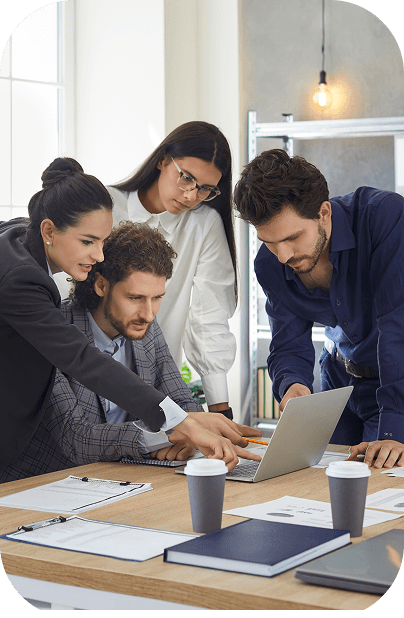 Team collaborating in an office